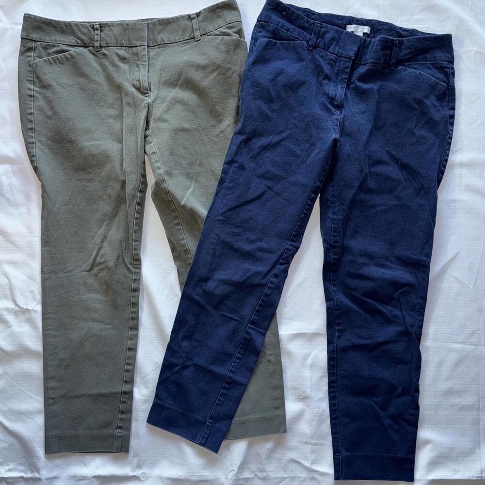 Women's Cropped Pant 8 Navy Olive Green‎ Chino Workwear Chic Business Casual